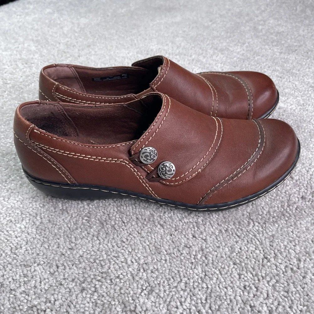 Clarks Ashland Alpine Shoes Womens Size 8 M Brown Bendables Leather Loafer